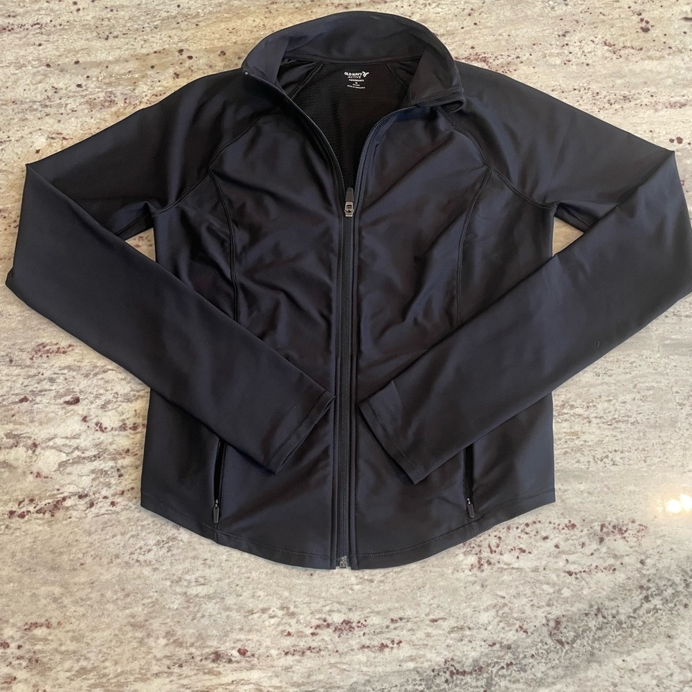 Women’s Black Athletic Jacket. EUC. Size medium.